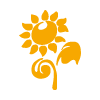 yellow line logo represented by a sunflower